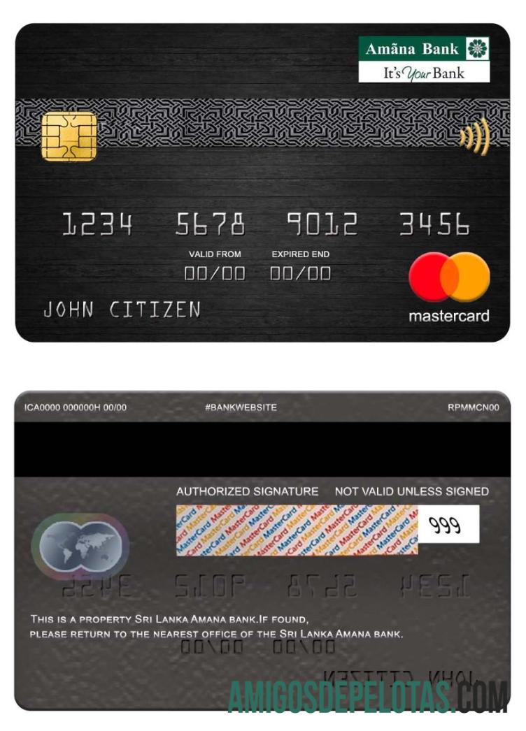 Sri Lanka Amana Bank Mastercard amostra